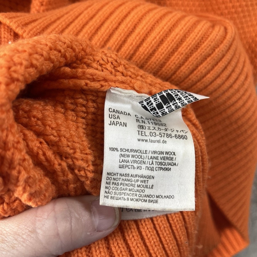 Vintage Chunky knit Pure Virgin Wool Turtleneck Orange Women's 12 - Picture 8 of 9